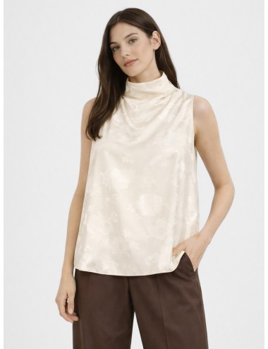 Forte Forte - 14559 - Beurre - Top jacquard floral mujer - Seda bias estampada - MARFRANC