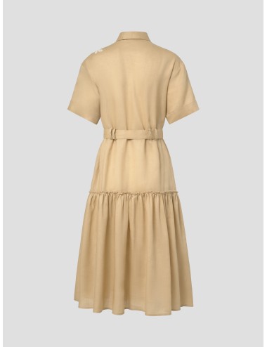 Ermanno Firenze - D48EQ060CCET6 - Mandorla - Vestido largo bordado - Mujer - Lino italiano - MARFRANC