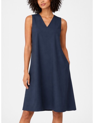 Vestido azul marino ECOALF Francesca mujer sin mangas escote pico algodón ligero