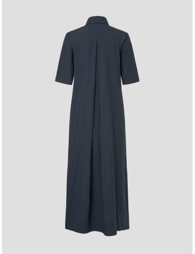Vestido camisero azul marino ECOALF Martina mujer manga corta largo midi cierre oculto algodón
