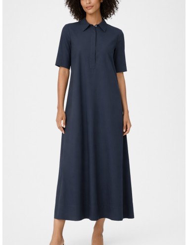 Vestido camisero azul marino ECOALF Martina mujer manga corta largo midi cierre oculto algodón