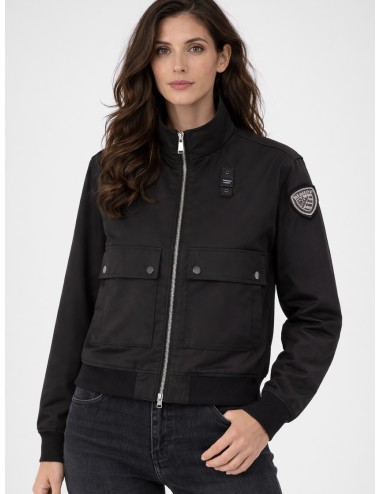Blauer - Carney - Nero - Chaqueta técnica mujer sin capucha con cremallera y doble bolsillo frontal - MARFRANC.