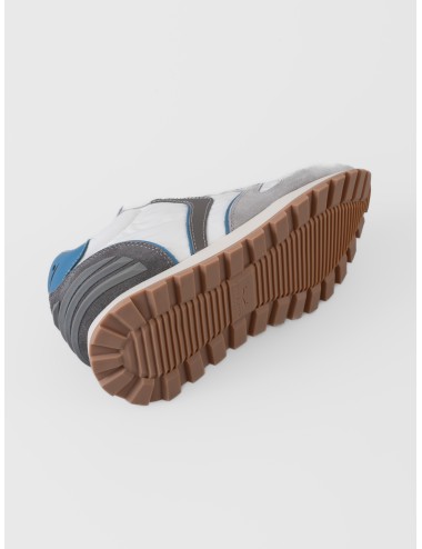 Sneaker blanca Voile Blanche Paris Power Man con ante gris, detalles azul claro y suela dentada