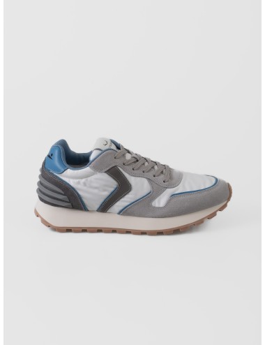 Sneaker blanca Voile Blanche Paris Power Man con ante gris, detalles azul claro y suela dentada