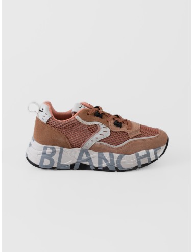 Sneaker rosa Voile Blanche Club105 Mesh con ante siena y suela de doble altura con gráfica lateral