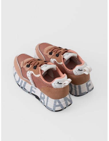 Sneaker rosa Voile Blanche Club105 Mesh con ante siena y suela de doble altura con gráfica lateral