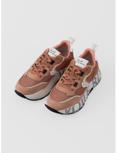 Sneaker rosa Voile Blanche Club105 Mesh con ante siena y suela de doble altura con gráfica lateral