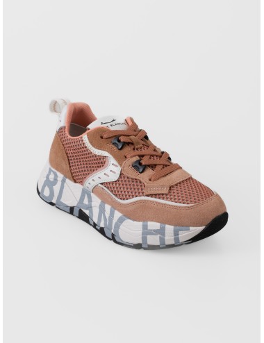 Sneaker rosa Voile Blanche Club105 Mesh con ante siena y suela de doble altura con gráfica lateral