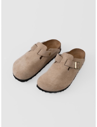 Zueco sandcastle BIRKENSTOCK Boston BS en ante con hebilla metálica y horma estrecha