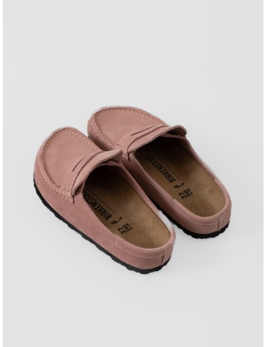 Zueco pink clay BIRKENSTOCK Naples Wrapped en ante con costura mocasín y horma estrecha