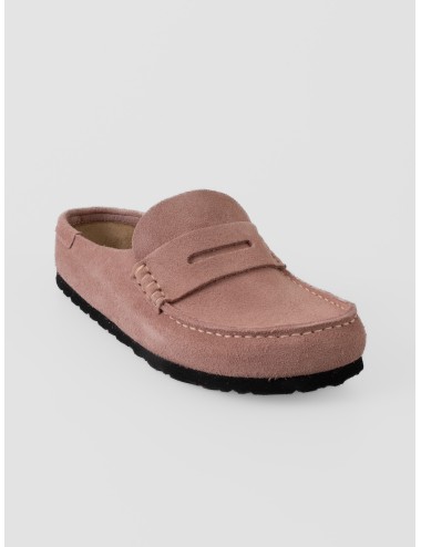 Zueco pink clay BIRKENSTOCK Naples Wrapped en ante con costura mocasín y horma estrecha