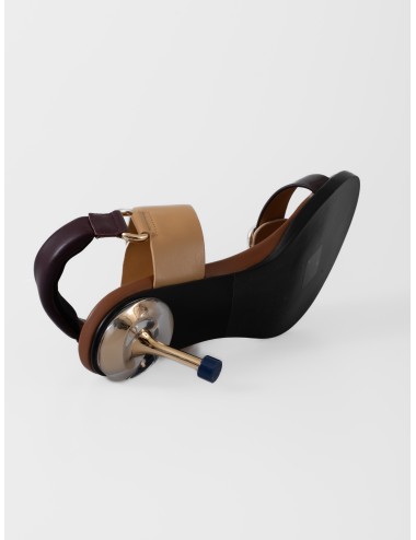 Sandalia de tacón zebra mix 4CCCCEES OSHA LINE MID con doble hebilla y tacón translúcido