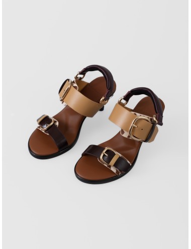 Sandalia de tacón zebra mix 4CCCCEES OSHA LINE MID con doble hebilla y tacón translúcido