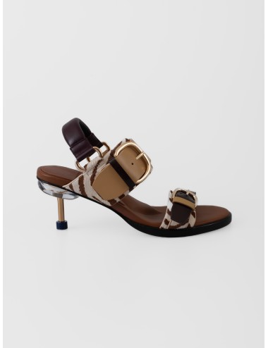 Sandalia de tacón zebra mix 4CCCCEES OSHA LINE MID con doble hebilla y tacón translúcido