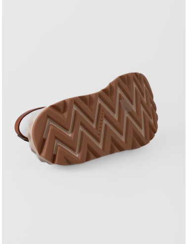 Sandalia marrón 4CCCCEES Jabara Sandy con doble hebilla y suela dentada de plataforma