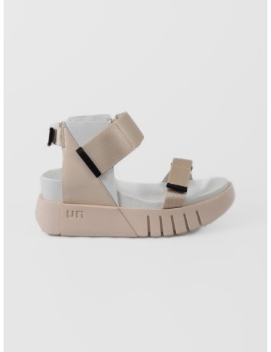 Sandalia chalk United Nude Delta Run con plataforma geométrica y tiras ajustables beige y blancas