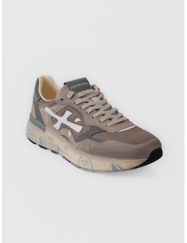 Zapatilla topo Premiata Mick 0.1 var. 8118 con malla técnica, logo blanco y suela con grafismos