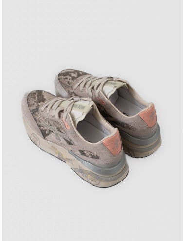 Zapatilla beige rosado Premiata Moerund var. 8083 con paneles jaspeados y suela con grafismos