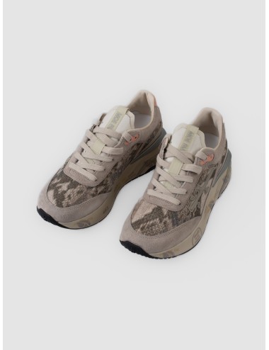 Zapatilla beige rosado Premiata Moerund var. 8083 con paneles jaspeados y suela con grafismos