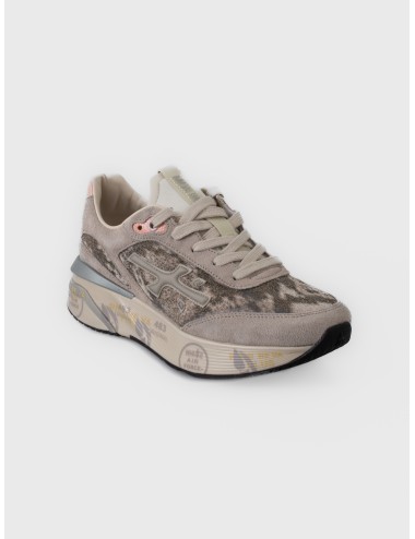 Zapatilla beige rosado Premiata Moerund var. 8083 con paneles jaspeados y suela con grafismos