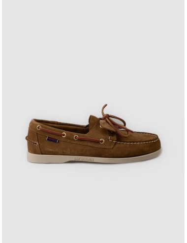 Mocasín náutico curry Sebago Portland Artisan con cordón lateral y suela clara