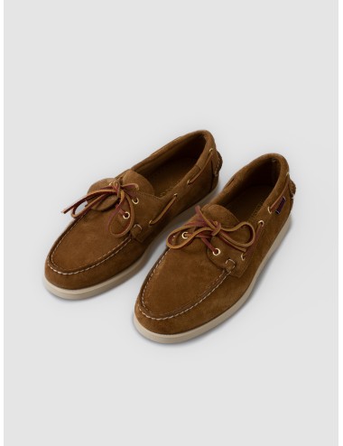 Mocasín náutico curry Sebago Portland Artisan con cordón lateral y suela clara