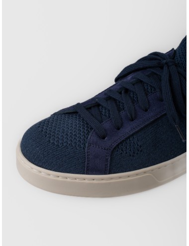 Zapatilla azul marino CALCE X2488 con cuello elástico y paneles de ante