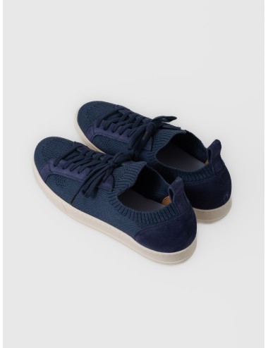 Zapatilla azul marino CALCE X2488 con cuello elástico y paneles de ante