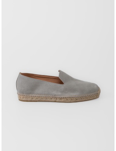 Alpargata gris piedra Les Héritiers Futadera con acabado afelpado y suela de yute trenzado