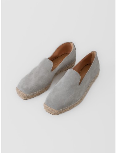 Alpargata gris piedra Les Héritiers Futadera con acabado afelpado y suela de yute trenzado