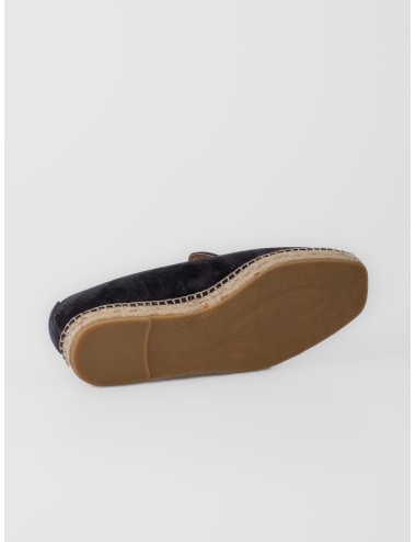 Alpargata azul marino Les Héritiers Futadera con acabado afelpado y suela de yute trenzado