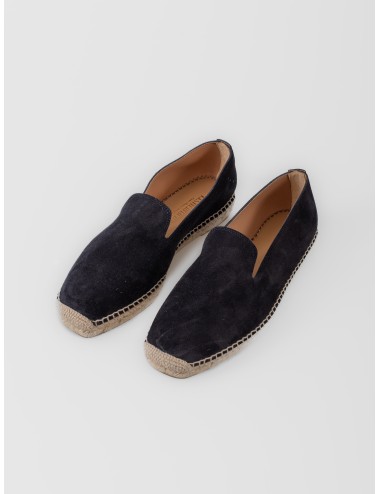 Alpargata azul marino Les Héritiers Futadera con acabado afelpado y suela de yute trenzado