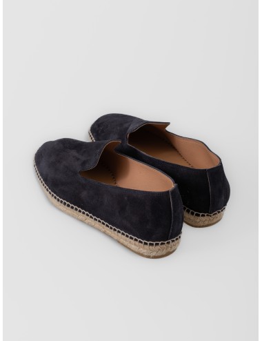 Alpargata azul marino Les Héritiers Futadera con acabado afelpado y suela de yute trenzado