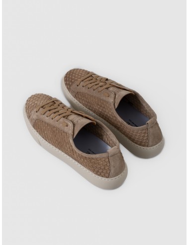 Zapatilla sonia antilope CALCE X2513 de piel trenzada con cordonera tonal y suela off-white