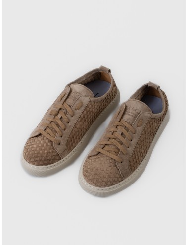 Zapatilla sonia antilope CALCE X2513 de piel trenzada con cordonera tonal y suela off-white