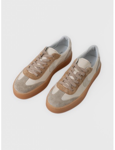 Zapatilla sand off white cognac Voile Blanche Mind 02 con paneles de ante y suela caramelo