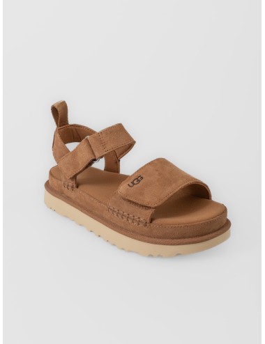 Sandalia chestnut UGG Goldenstar con tiras ajustables de velcro y suela gruesa dentada
