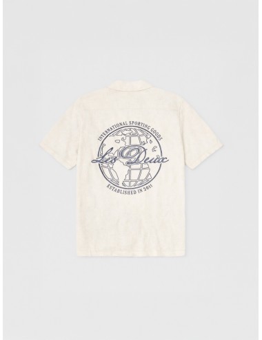 camisa manga corta ivory Les Deux Emmett Globe Shirt gráfico globe estampado espalda