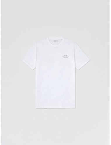 camiseta blanca algodón Les Deux Ben Globe T-Shirt gráfico globe estampado espalda