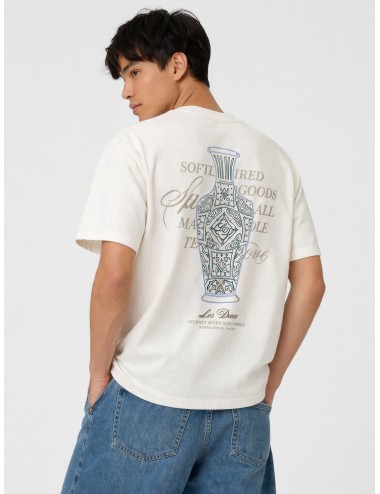camiseta ivory algodón Les Deux Ben Faience T-Shirt gráfico cerámica estampado espalda