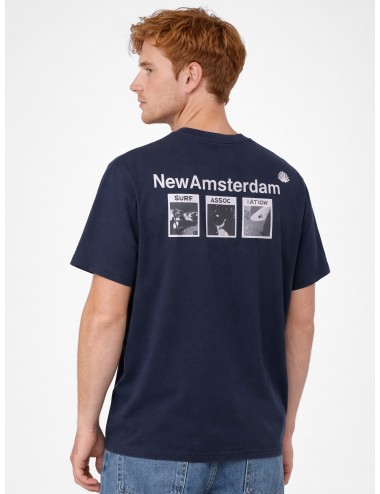 camiseta navy algodón New Amsterdam Surf Association Tee Navy Blazer logo bordado tonal