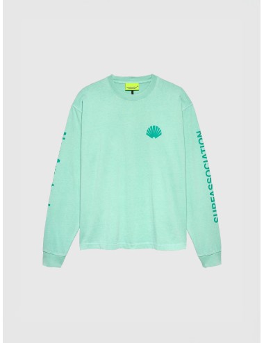 camiseta manga larga verde New Amsterdam Logo Longsleeve Ocean Wave Sea Green gráfico estampado.
