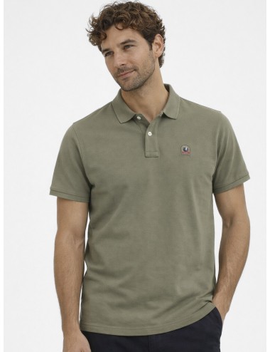 polo verde algodón piqué Parajumpers Wellington Ashen Sage parche logo pecho