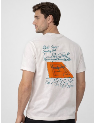 Camiseta blanca Replay Monte-Carlo Country Club con estampado gráfico de tenis en espalda