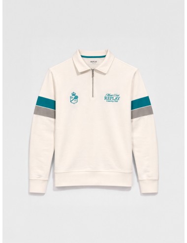Sudadera Gardenia Replay Monte Carlo Country Club Collection con media cremallera y franjas en contraste