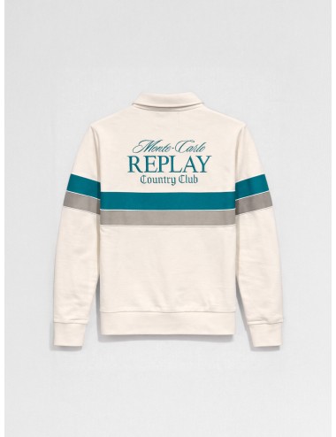Sudadera Gardenia Replay Monte Carlo Country Club Collection con media cremallera y franjas en contraste