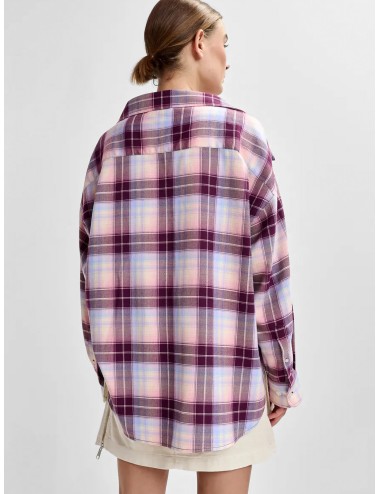 camisa Essentiel Antwerp mujer cuadros mauve rhinestone camisa oversize Essentiel Antwerp Jandrew