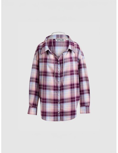 camisa Essentiel Antwerp mujer cuadros mauve rhinestone camisa oversize Essentiel Antwerp Jandrew