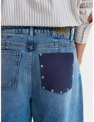 pantalón Essentiel Antwerp mujer denim azul claro wide leg Jubilem Quiet Pool jeans mujer diseño bolsillo contraste