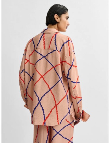 camisa Essentiel Antwerp mujer Jayleen pink pastel camisa cuadros oversize Essentiel Antwerp camisa con rhinestones mujer